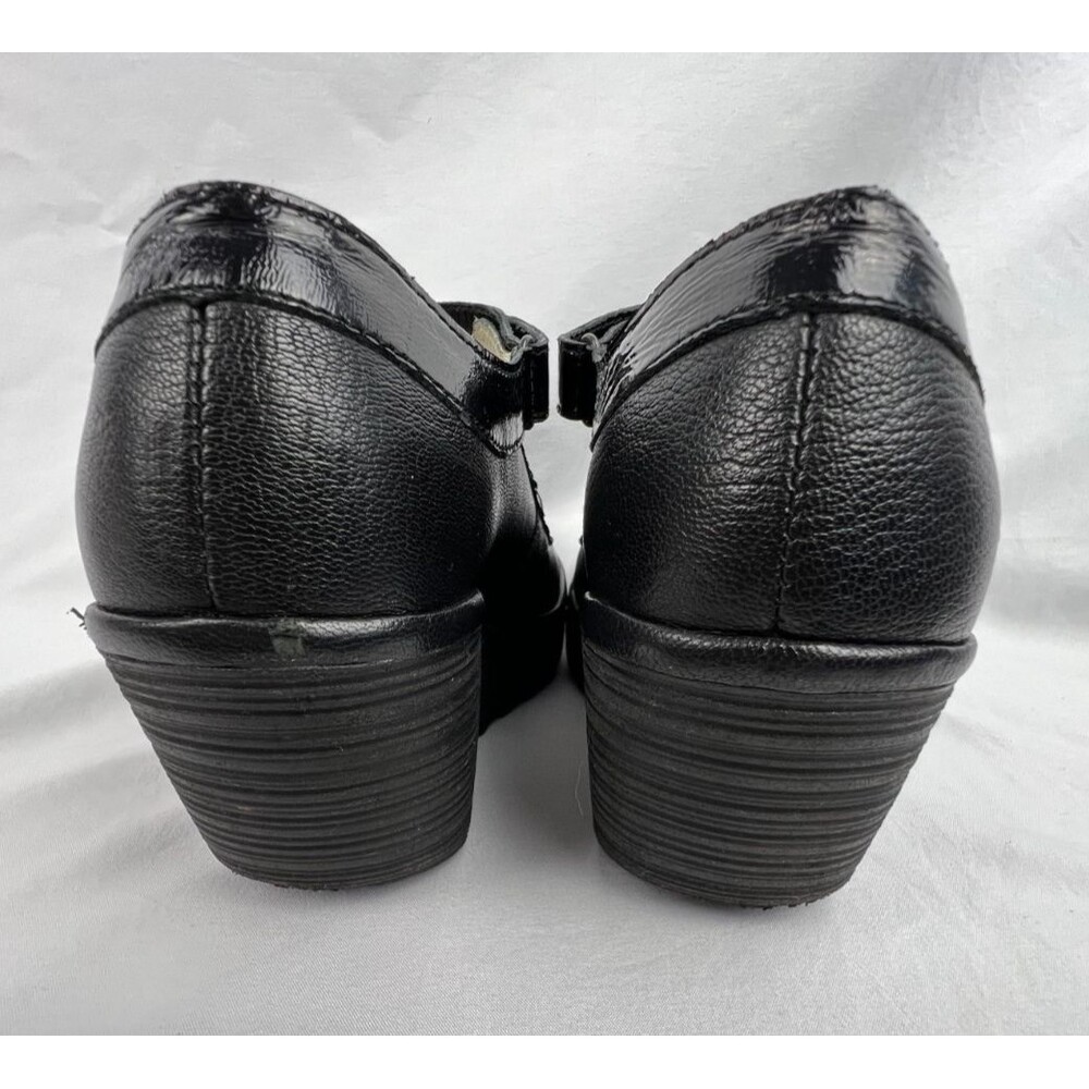 FLY LONDON Mary Jane Wedge Shoes Women's US 7 Black Leather Hook & Loop - Picture 6 of 13
